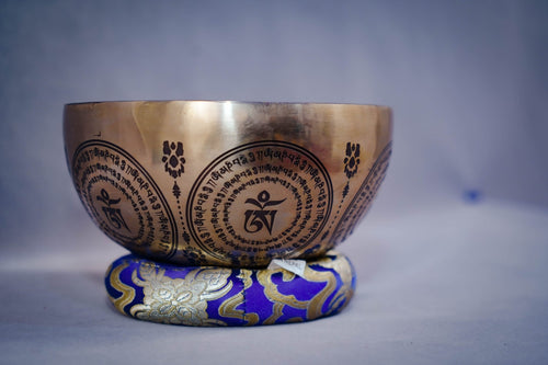 SB-0244617cm Black Jambhala Etched Jambati Singing Bowl G Note