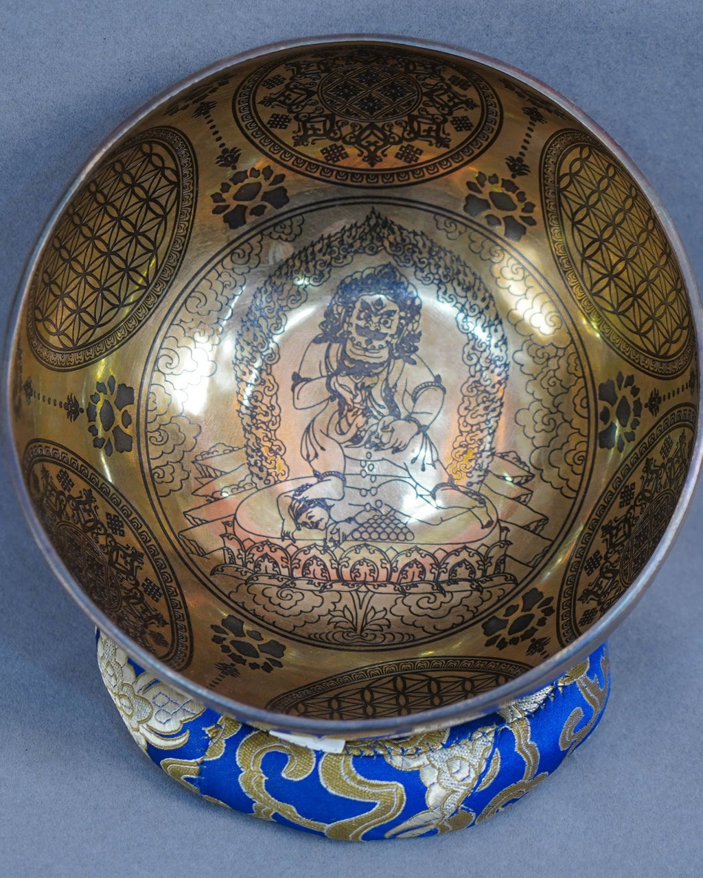 SB-0244617cm Black Jambhala Etched Jambati Singing Bowl G Note