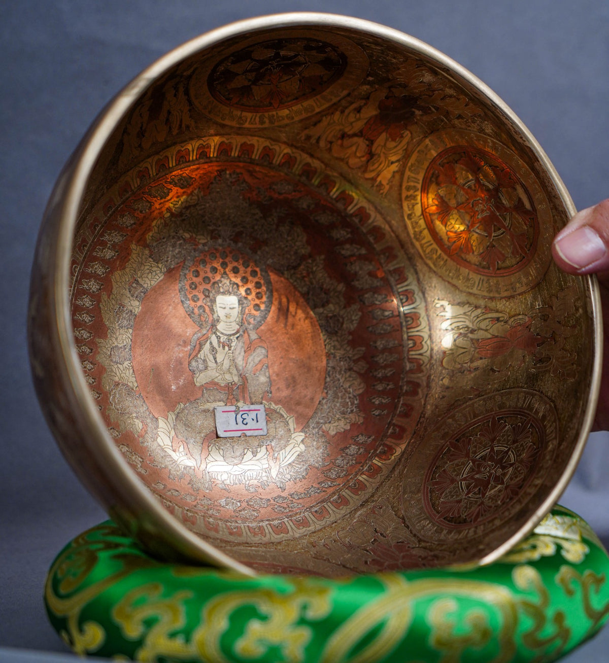 SB-0093621cm Hand Hammered Vairocana Dainichi Nyorai Jambati Bowl E Note