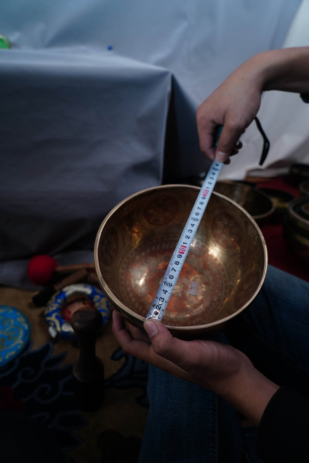 SB-0093621cm Hand Hammered Vairocana Dainichi Nyorai Jambati Bowl E Note