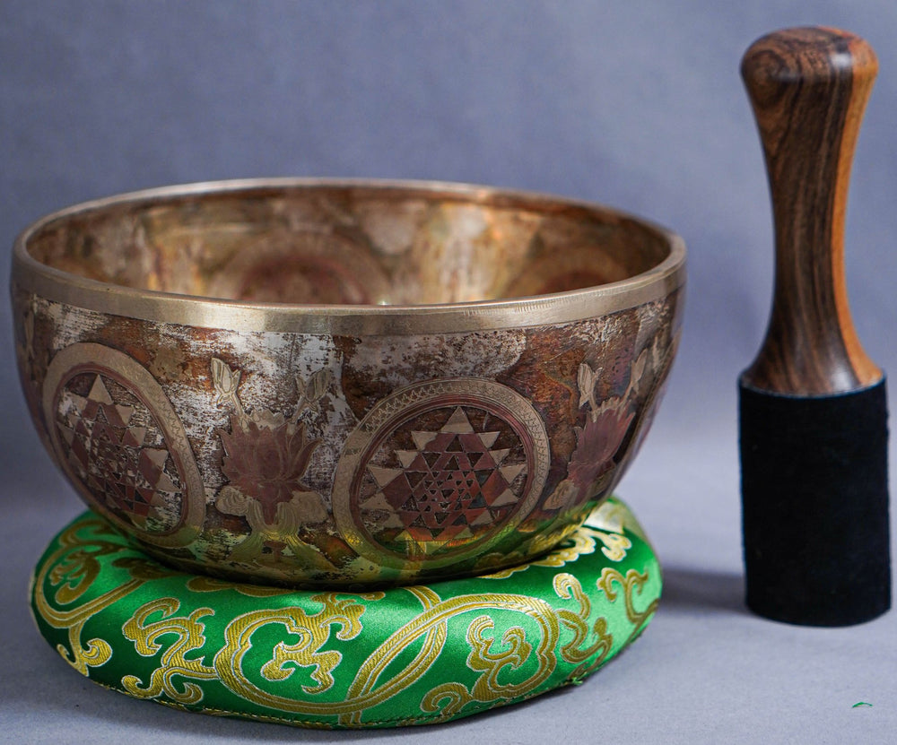 SB-0093621cm Hand Hammered Vairocana Dainichi Nyorai Jambati Bowl E Note