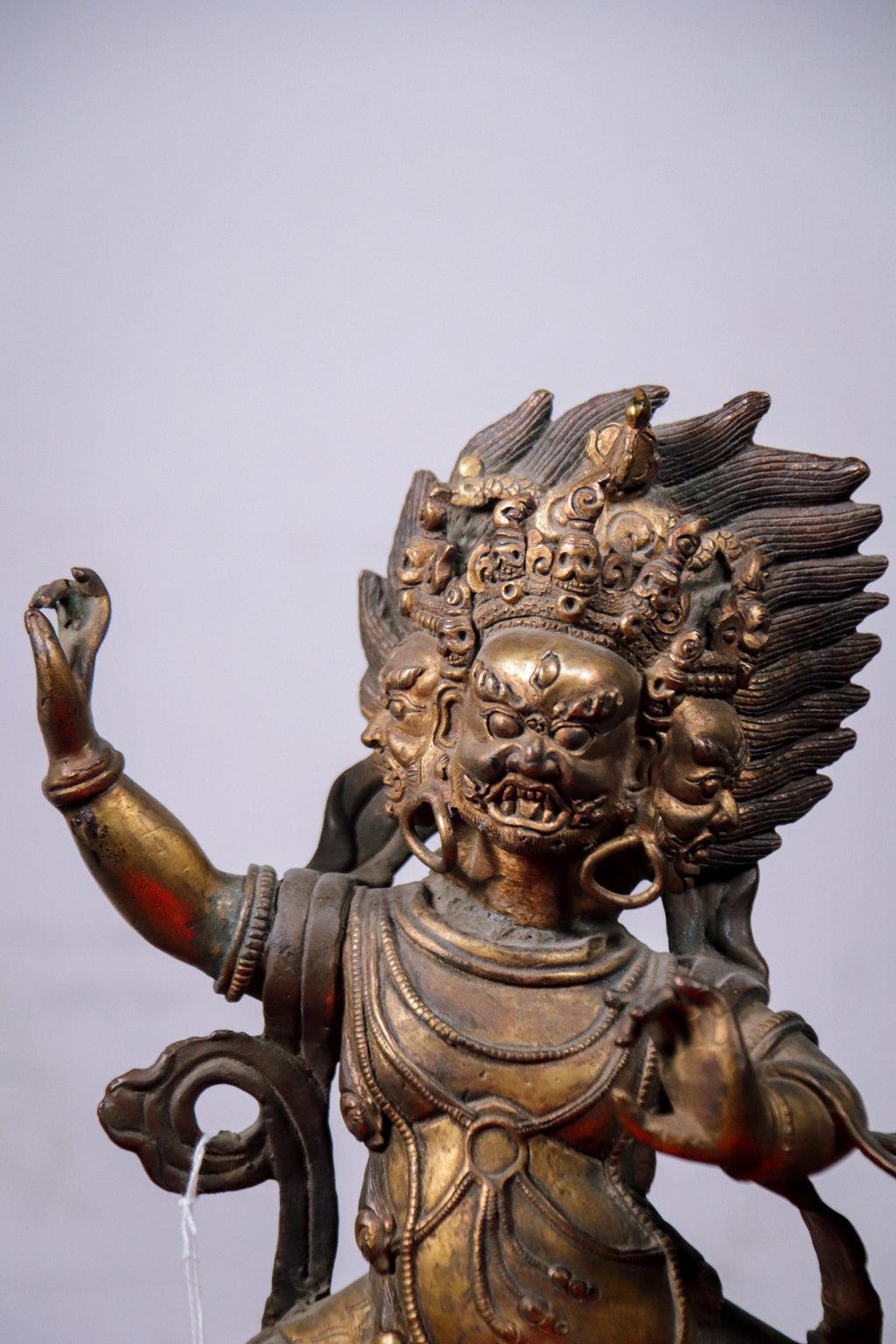Vajrapani Handcrafted Copper Metal Sculpture (26x26 cm)