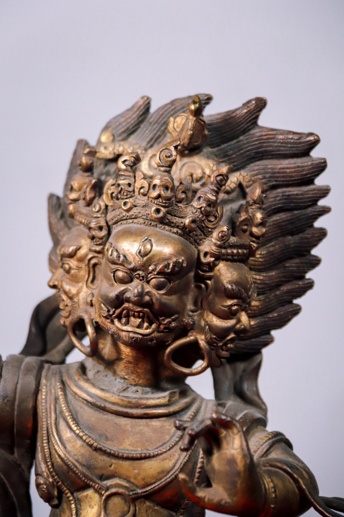 Vajrapani Handcrafted Copper Metal Sculpture (26x26 cm)