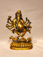 Full Front View of Dancing 10 Armed Lord Ganesha Statue
