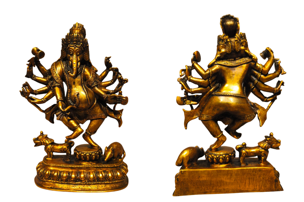 Dancing 10-Armed Lord Ganesha Statue (9 Inch)