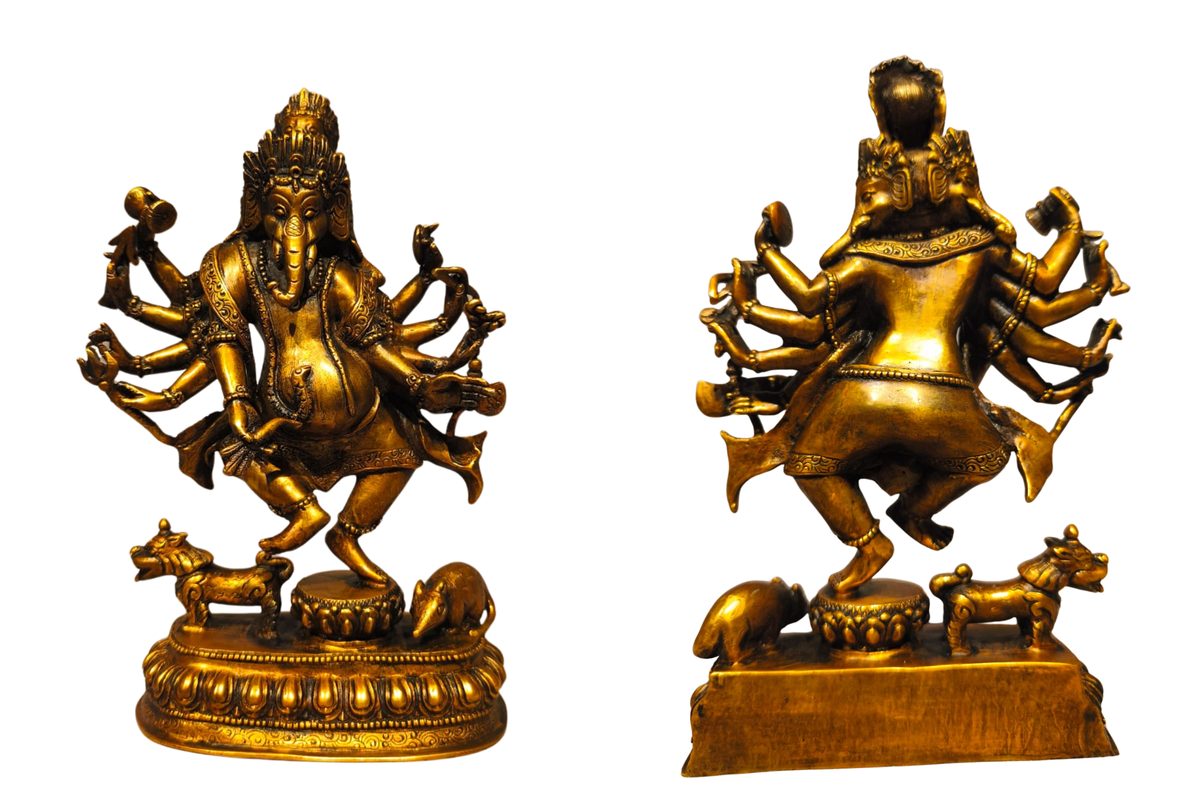 Dancing 10-Armed Lord Ganesha Statue (9 Inch)
