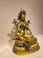 Handcrafted Copper Green Tara Statue (34 cm)