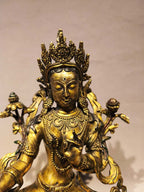 Handcrafted Copper Green Tara Statue (34 cm)