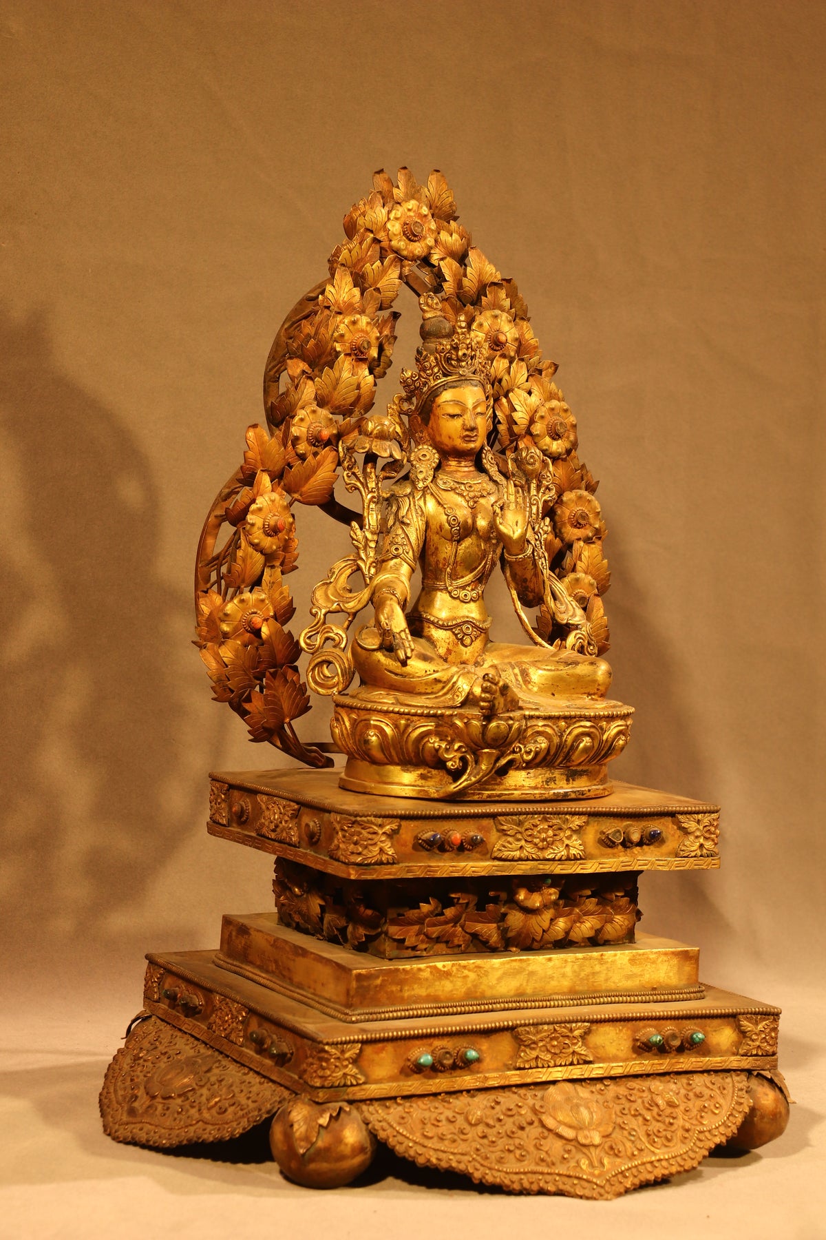  Side Angle Profile of Copper Green Tara Statue