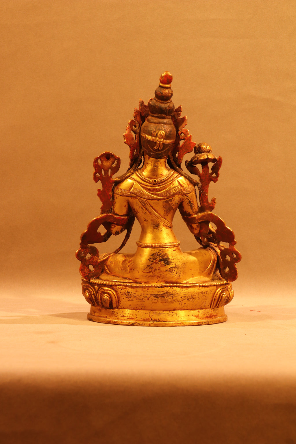 Green Tara Statue on Ornate Throne