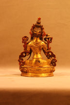 Green Tara Statue on Ornate Throne