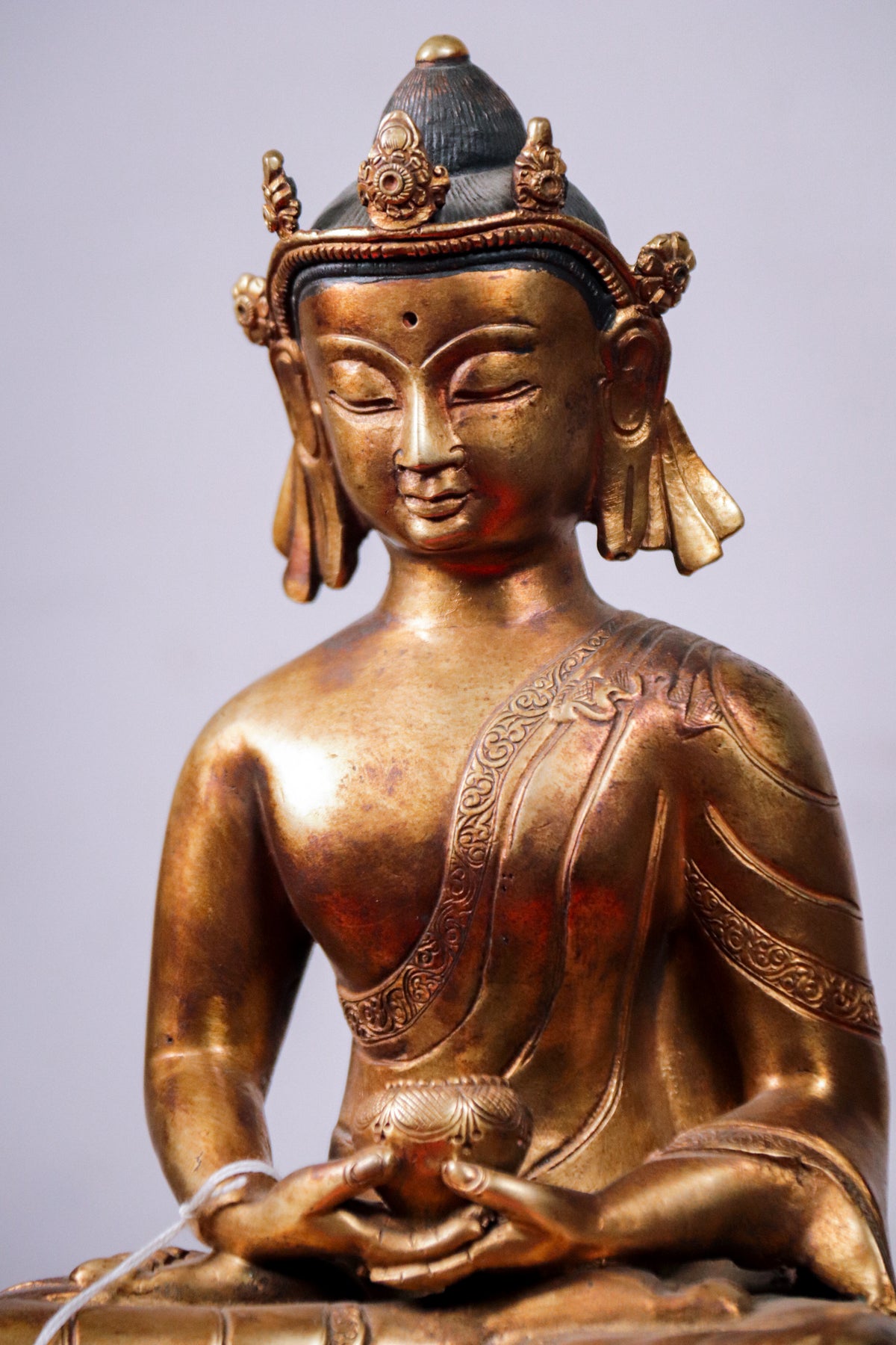 Handcrafted Gilded Copper Amitabha Buddha Statue (25 cm)