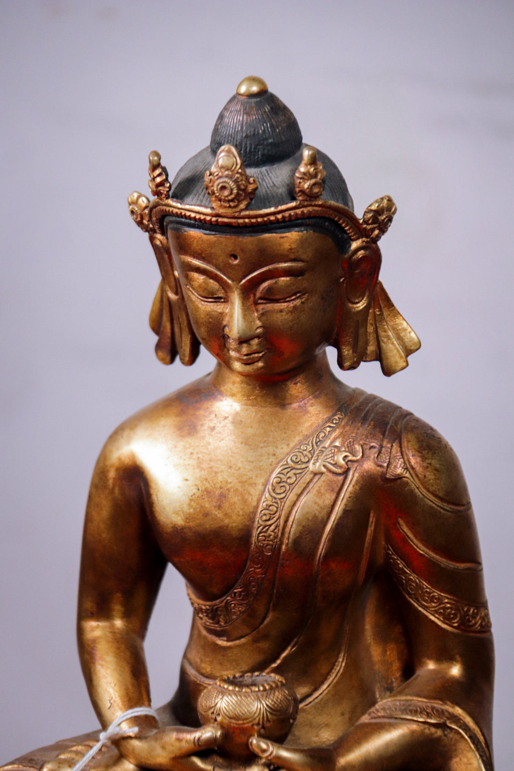 Handcrafted Gilded Copper Amitabha Buddha Statue (25 cm)