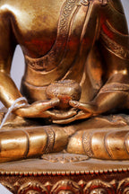 Handcrafted Gilded Copper Amitabha Buddha Statue (25 cm)