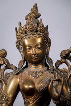 Handcrafted Oxidised Copper Green Tara Statue (31 cm)