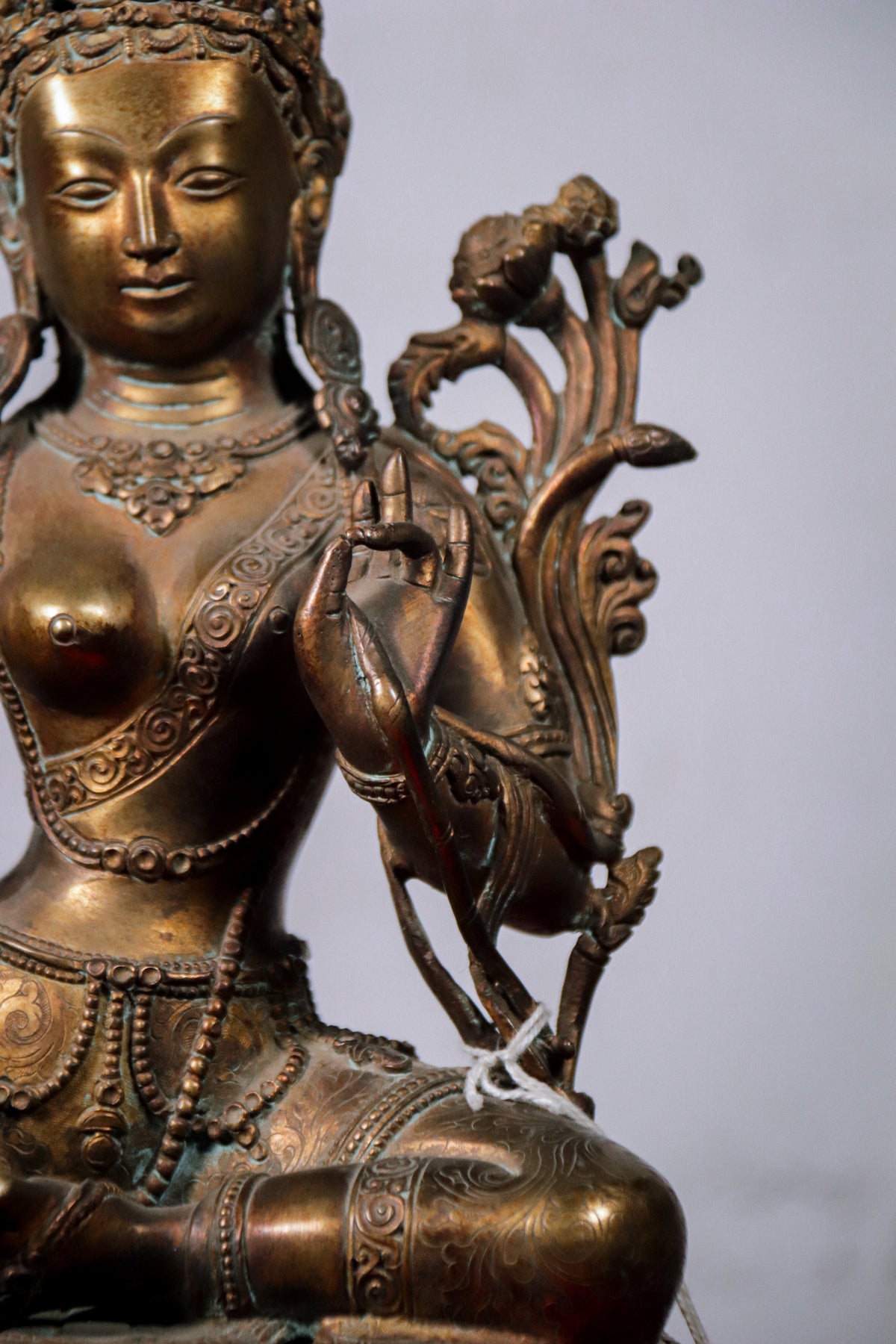 Handcrafted Oxidised Copper Green Tara Statue (31 cm)