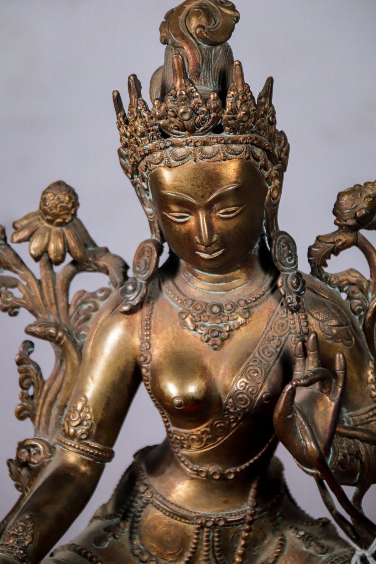 Handcrafted Oxidised Copper Green Tara Statue (31 cm)