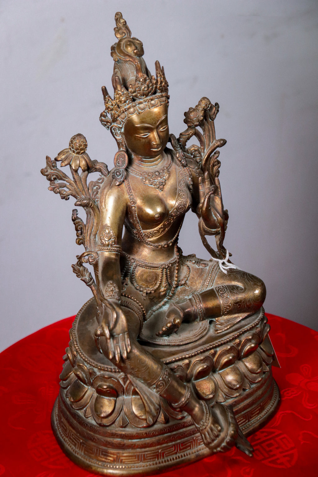 Handcrafted Oxidised Copper Green Tara Statue (31 cm)