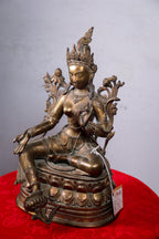 Handcrafted Oxidised Copper Green Tara Statue (31 cm)