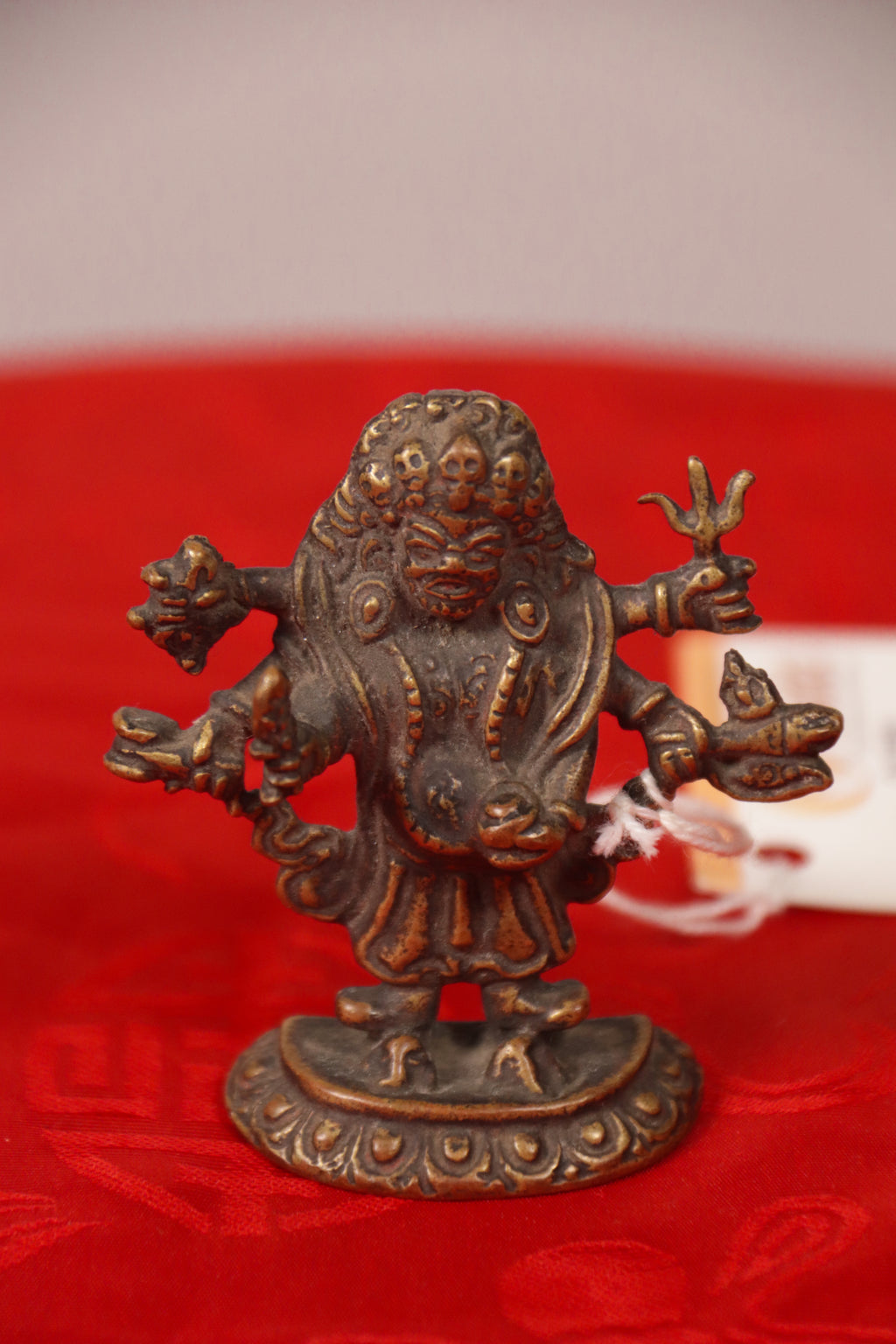 Small Copper Six-Armed Mahakala Statue for Fierce Protection