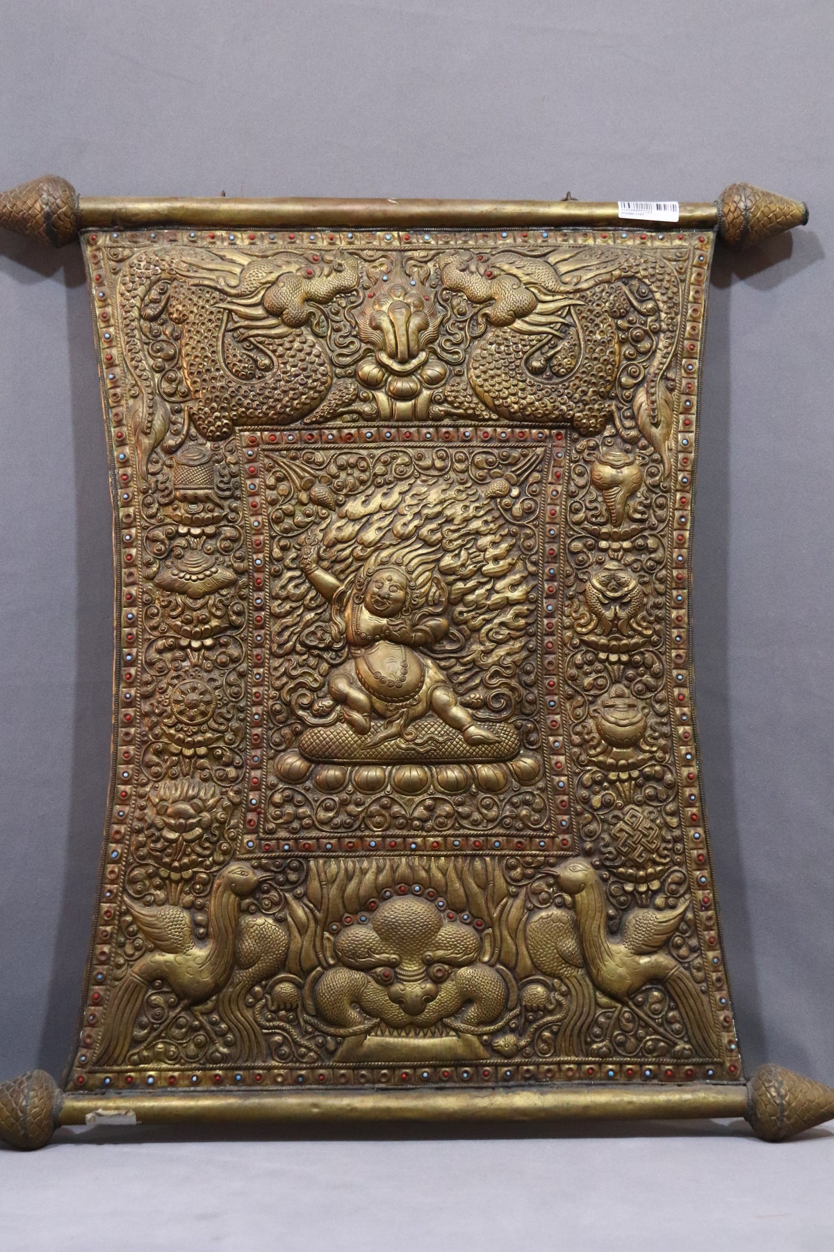 Handcrafted Vajrapani Metal Repoussé Protection Scroll (75x65 cm)