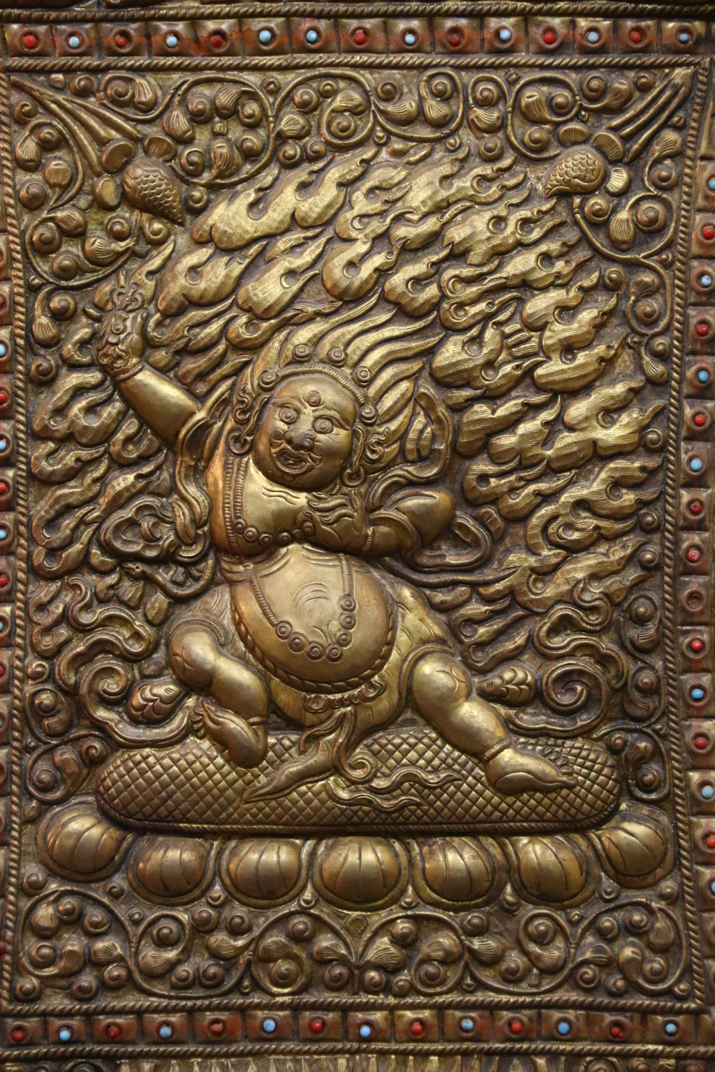 Handcrafted Vajrapani Metal Repoussé Protection Scroll (75x65 cm)