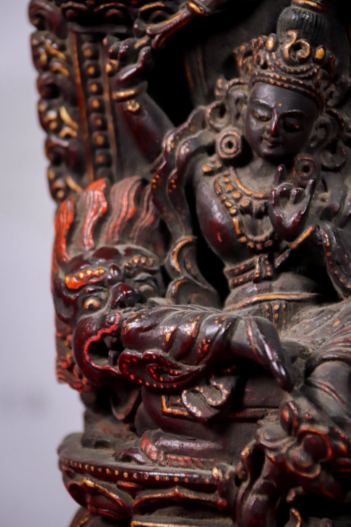 Wooden Multi Deity Manjushri Statue (26 cm)
