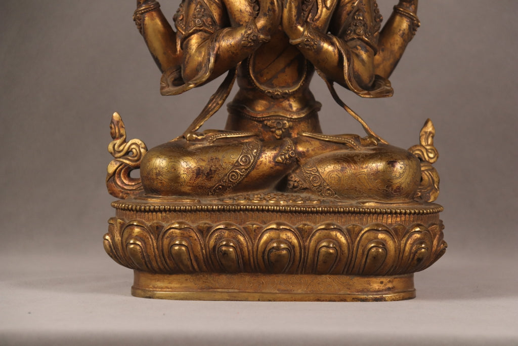 ST-00039Avalokiteshvara Handcrafted Copper Statue (32 cm)