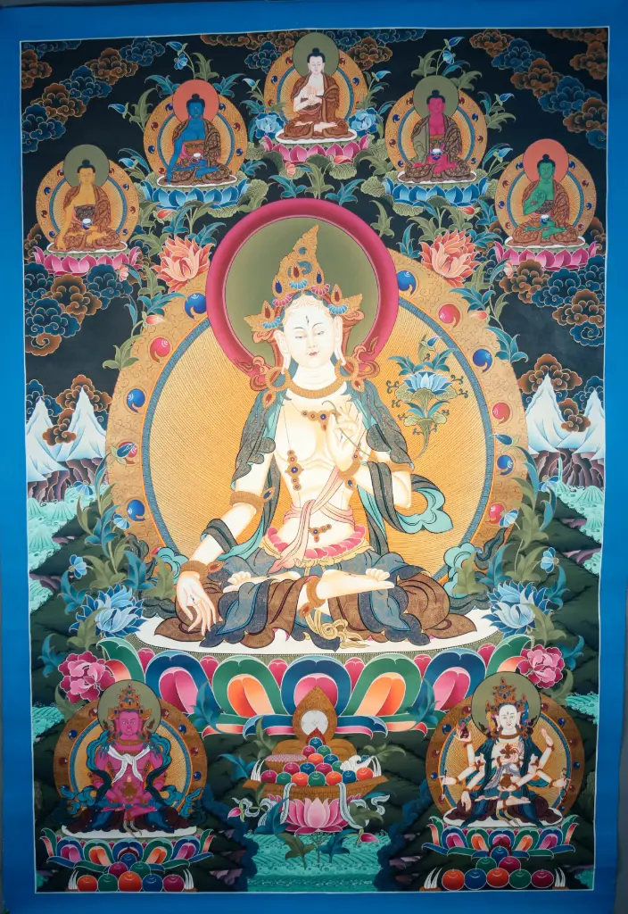 White Tara Thangka – Five Dhyani – Radiant Healing Mandala