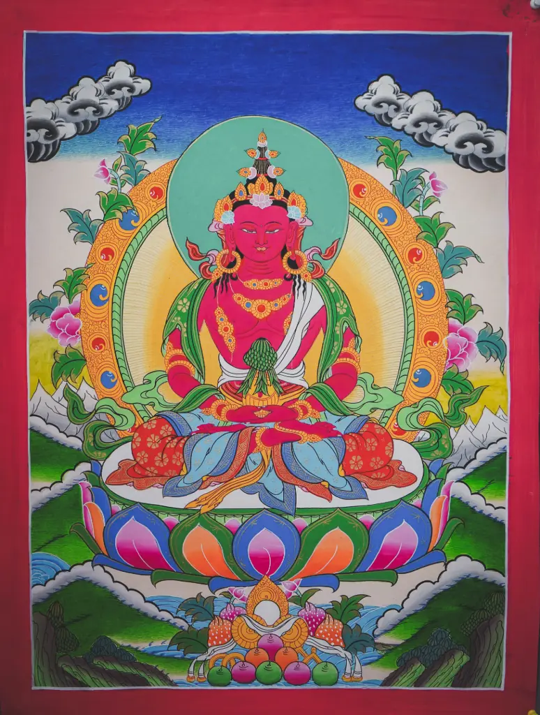 Amitayus Thangka – Menri Terrestrial Style – The Grounded Source of Vitality