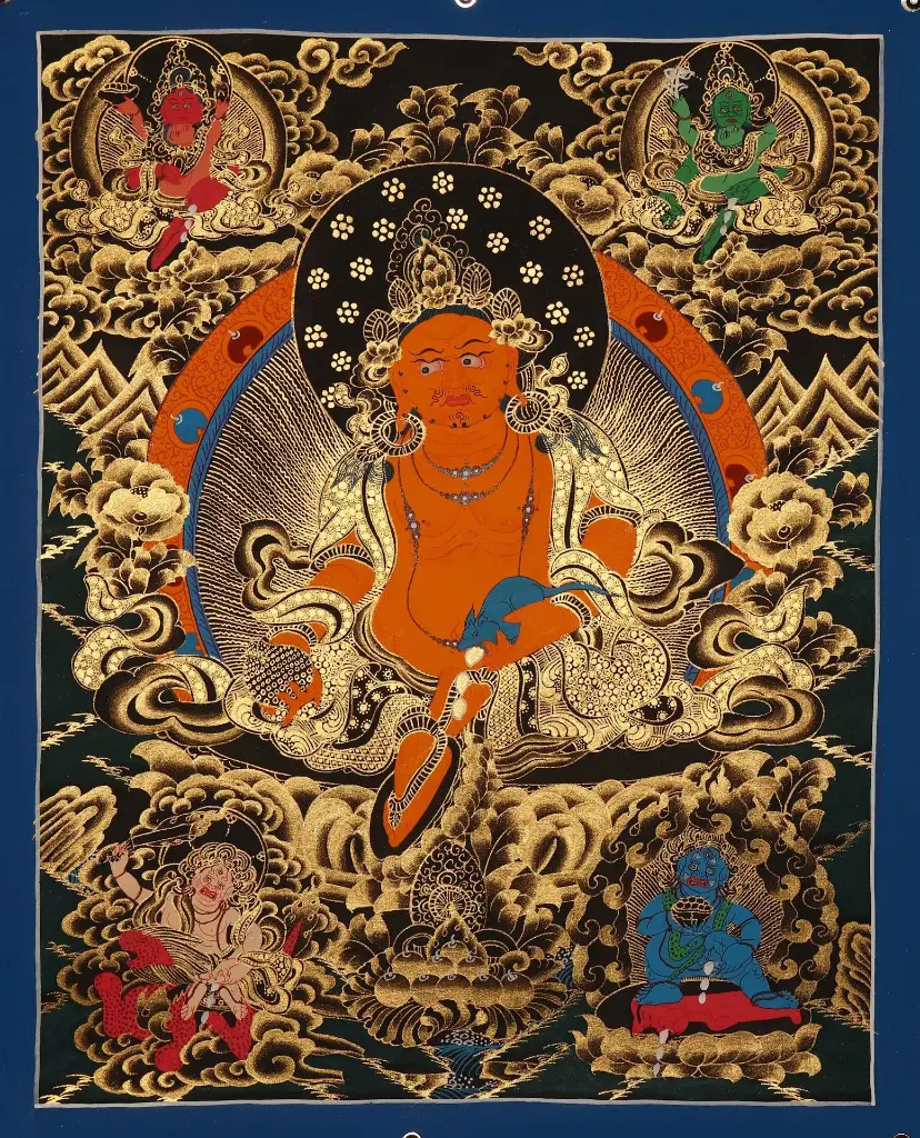 Glden Dzambhala Thangka (Jambhala Wealth Mandala) Invite Abundance & Prosperity