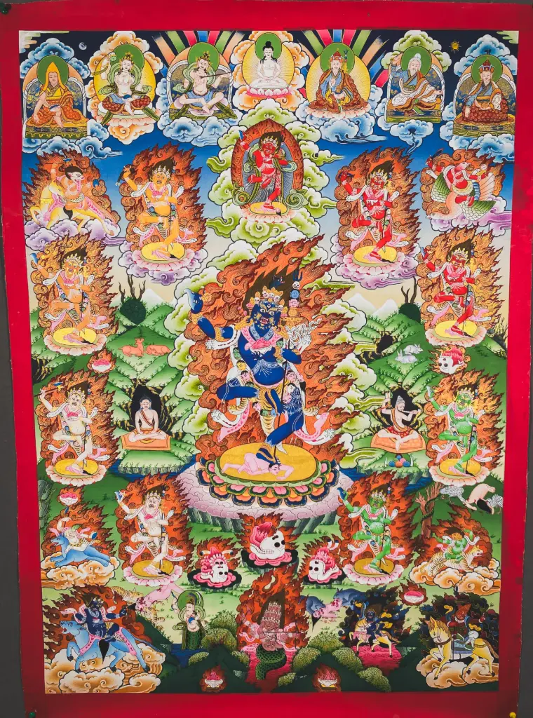 Troma Nagmo Thangka – Wrathful Blue Vajravarahi Mandala