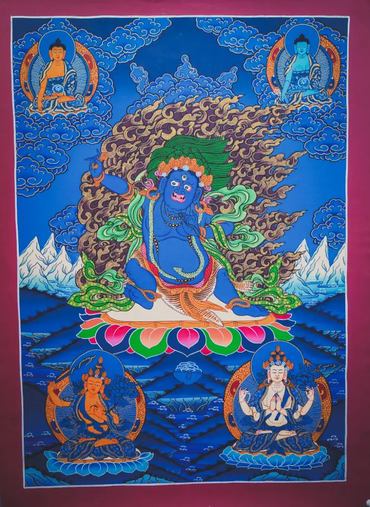 Vajrapani Thangka – Celestial Blue Domain