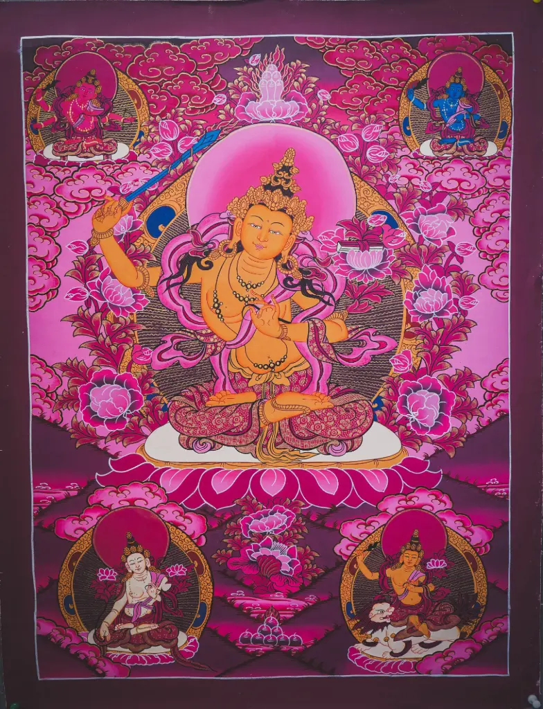 Manjushri Thangka – Mystic Purple Realm