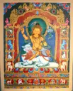 Manjushri on Snow Lion Thangka – Newari Paubha Masterpiece