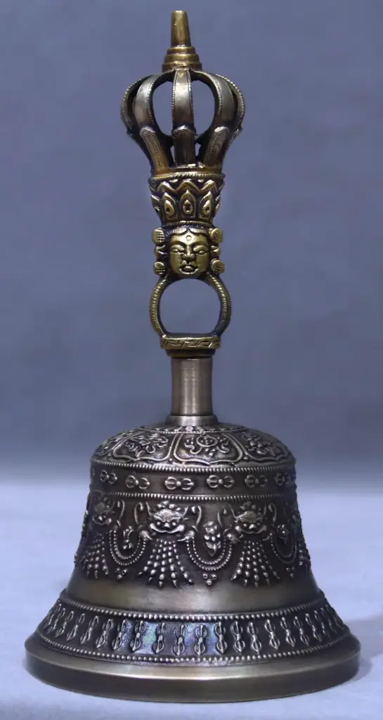 Ashtamangala Bell with Nine‑Spoked Vajra Crown