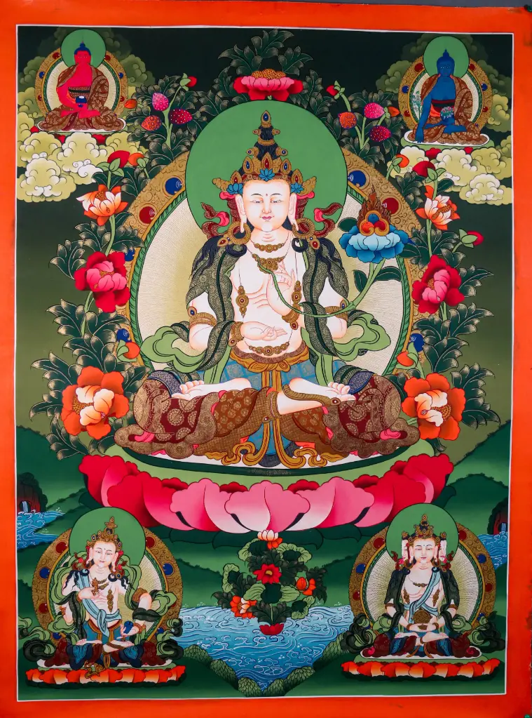 Mahasthamaprapta Thangka – Five Deity Assembly