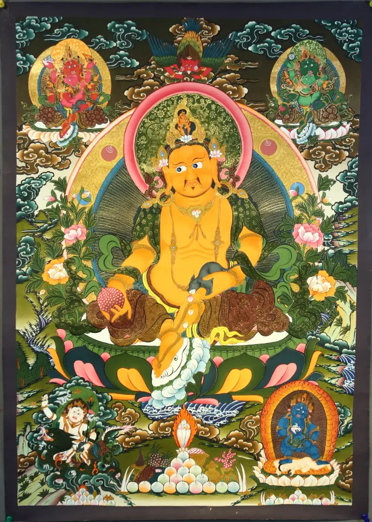 Five Jambhala Thangka – Menri Style Assembly – Guardians of Infinite Prosperity