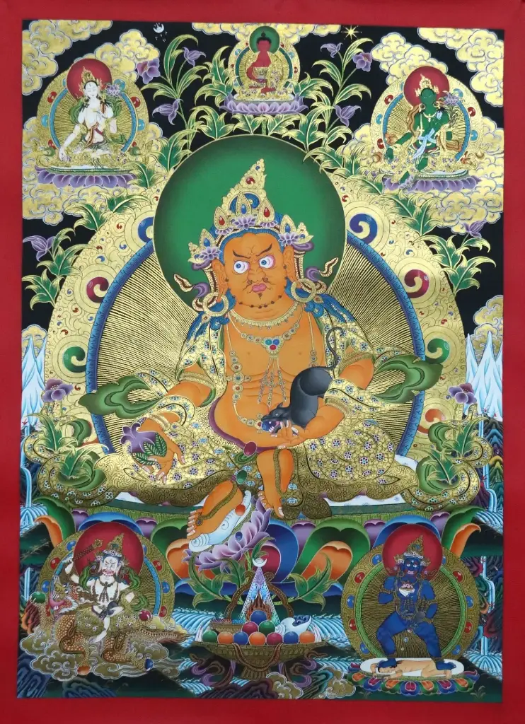 Yellow Jambhala Thangka (Mandala of Abundance)