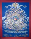 Bernakchen Mahakala Thangka – Deep Blue & Gold Style