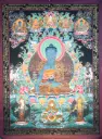 Medicine Buddha Thangka with Mantra Border – Nagthang Style – Ultimate Healing Assembly