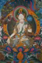 White Tara Thangka – Menri Style Landscape
