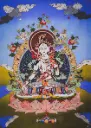 White Tara Thangka – Tibetan Silk Applique